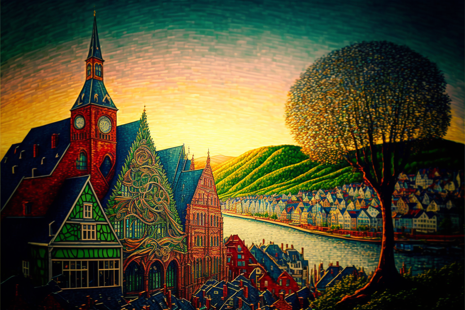 Rhine River Landscape Painting
