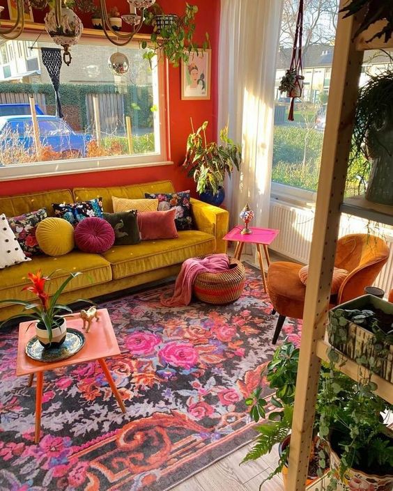Pink Boho Living Room