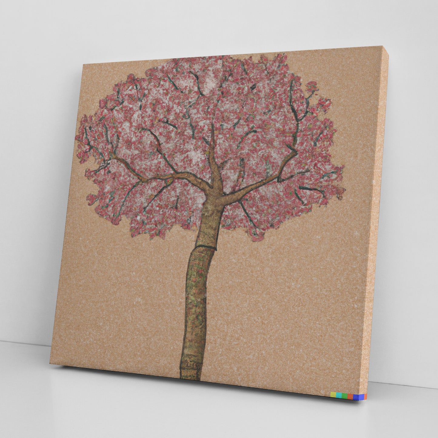 AI Generated Minimalist Print of a Cherry Tree, Nihonga Wall Decor