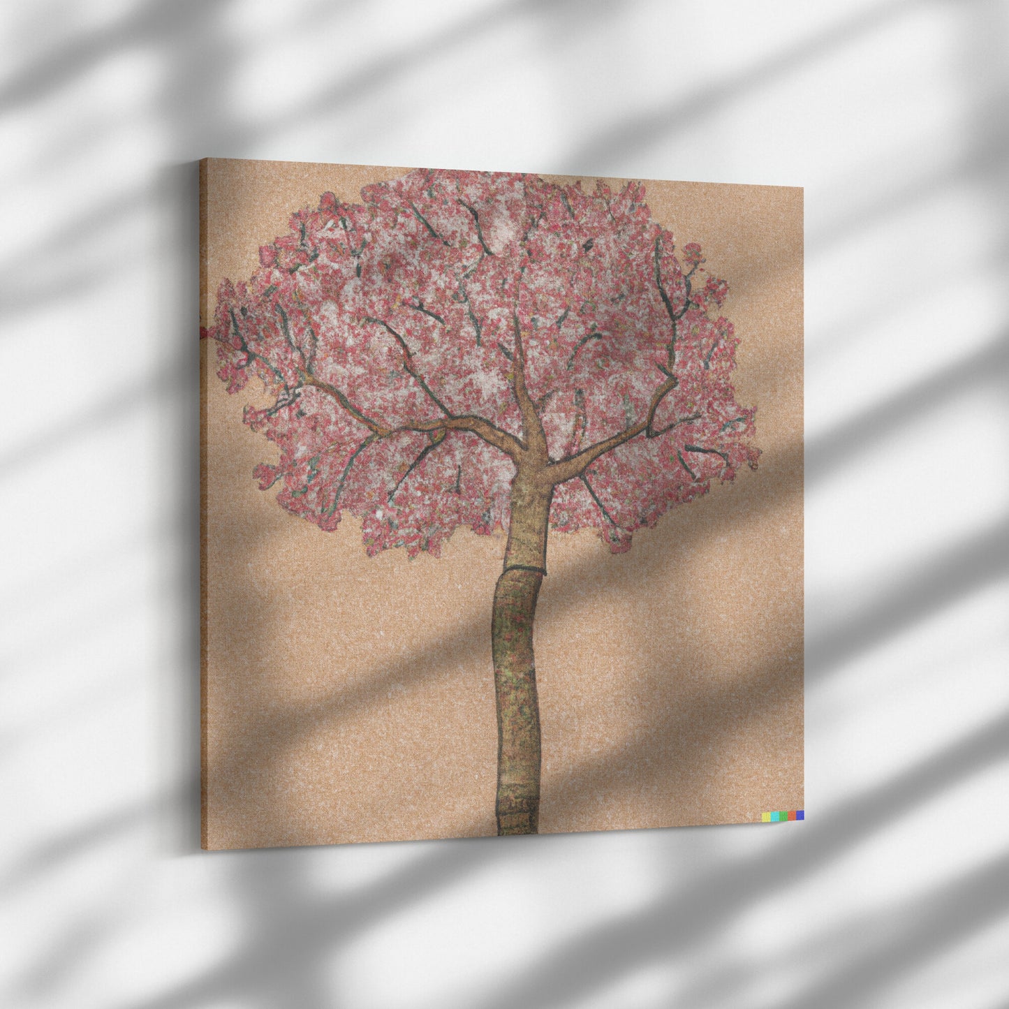 AI Generated Minimalist Print of a Cherry Tree, Nihonga Wall Decor