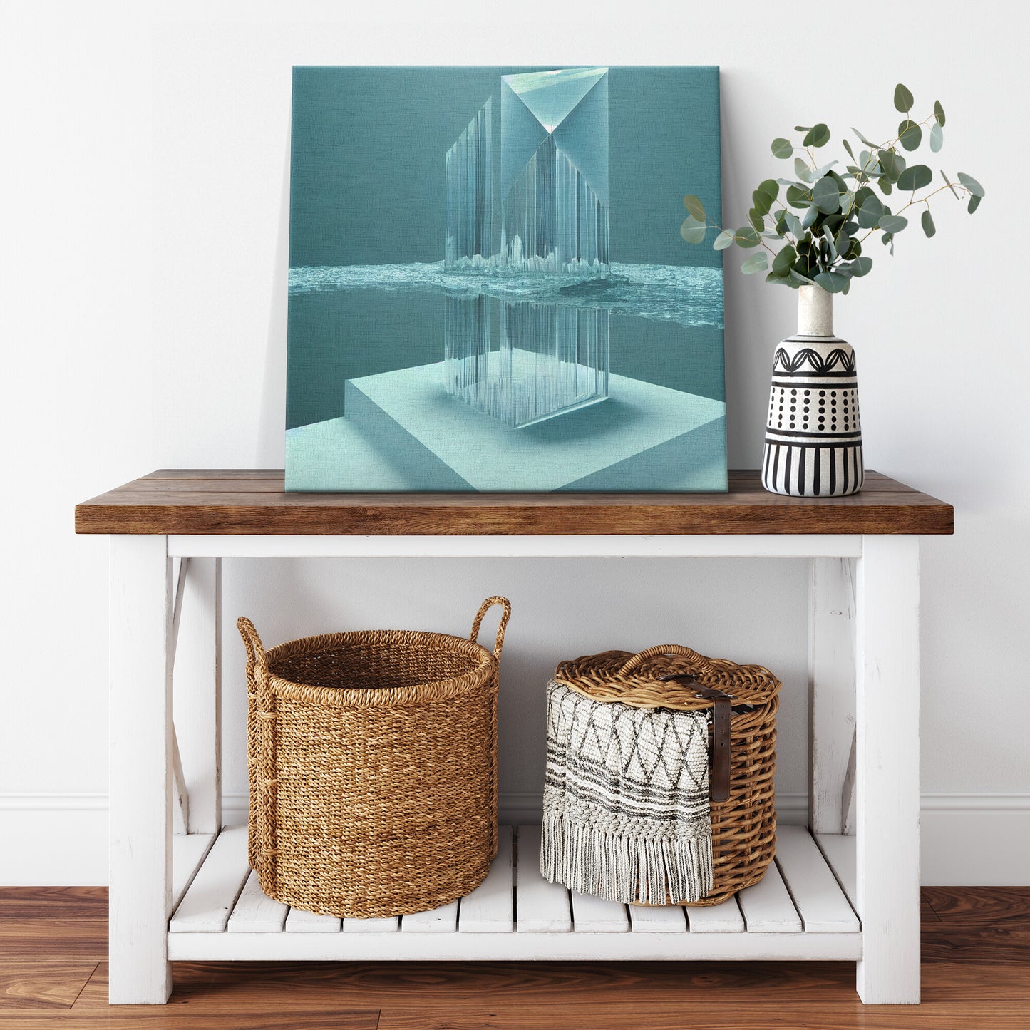 Abstract Waterfall Concept Art, Geometric Glass Concept Art, Midjourney AI Art