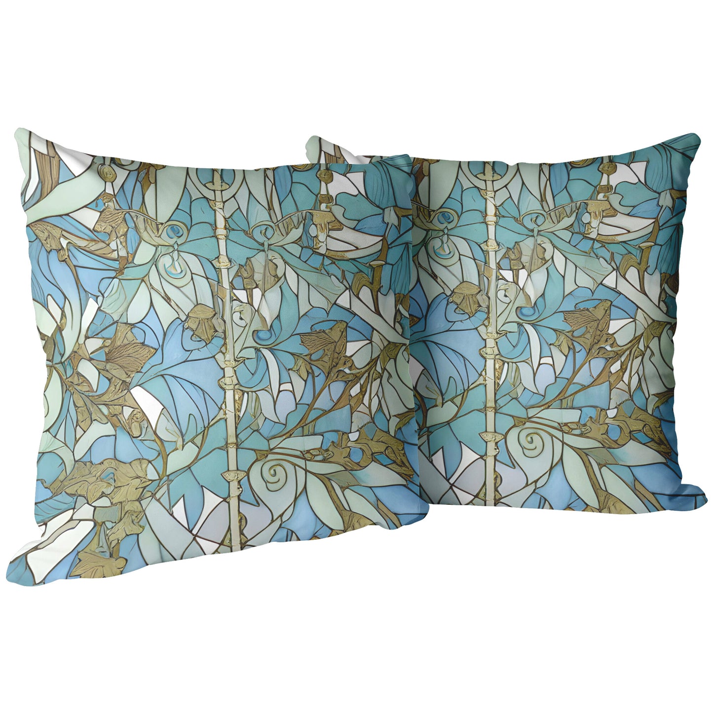 Art Nouveau Throw Pillow, Craftsman Style Pillow, Seamless Pattern Pillow, Blue and Silver Cushion