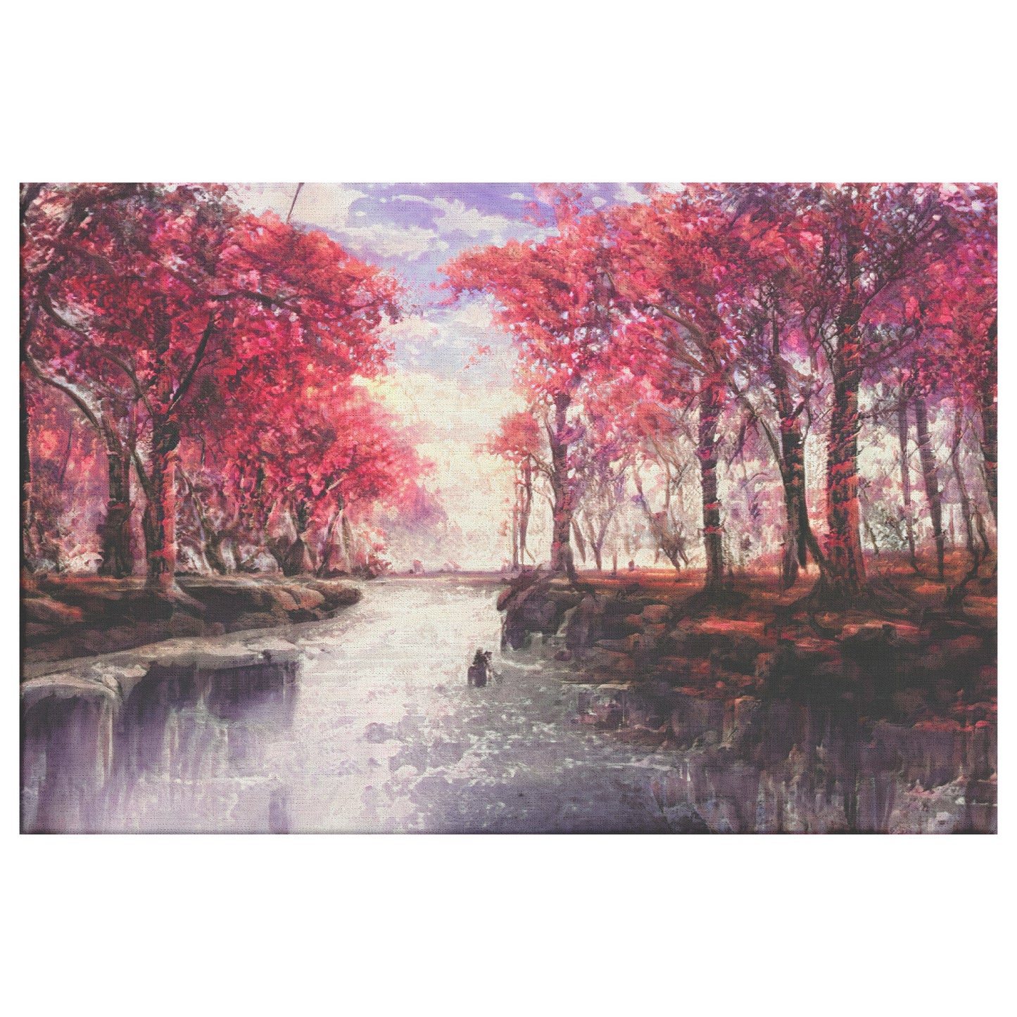 Autumn Landscape Print, AI Art, AI Generated Watercolor Fall Landcape