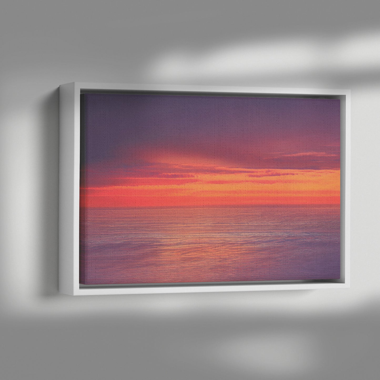 Beach Sunset Wall Art, AI Art, Purple Wall Decor