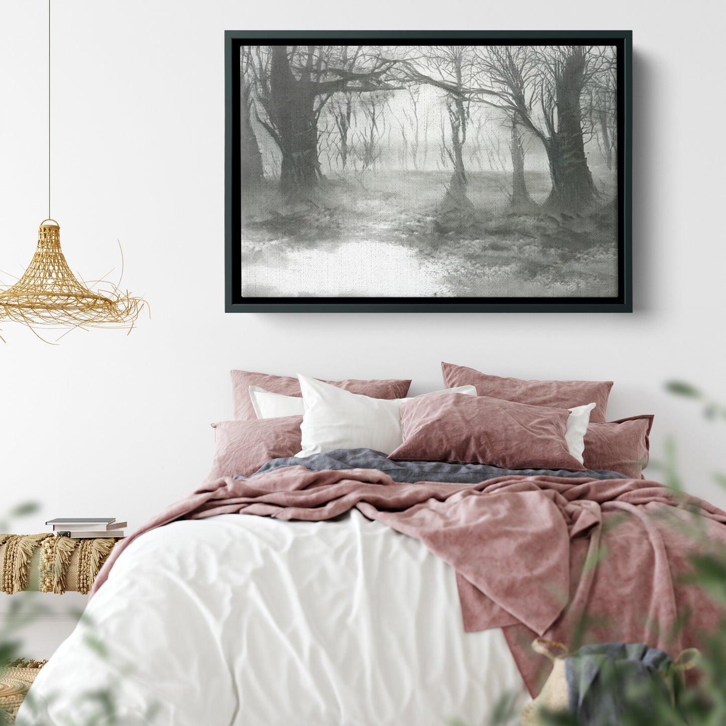 Black and White AI Generated Landscape Print, Black and White Wall Art