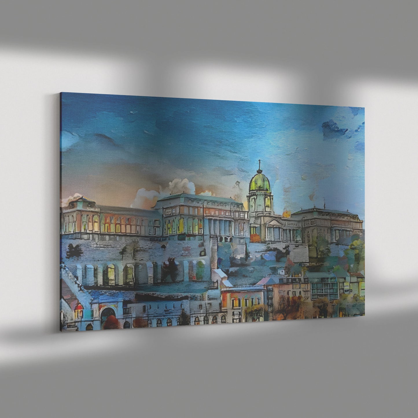Buda Castle Painting, Buda Castle Oil Canvas, Budapest Art, AI Art