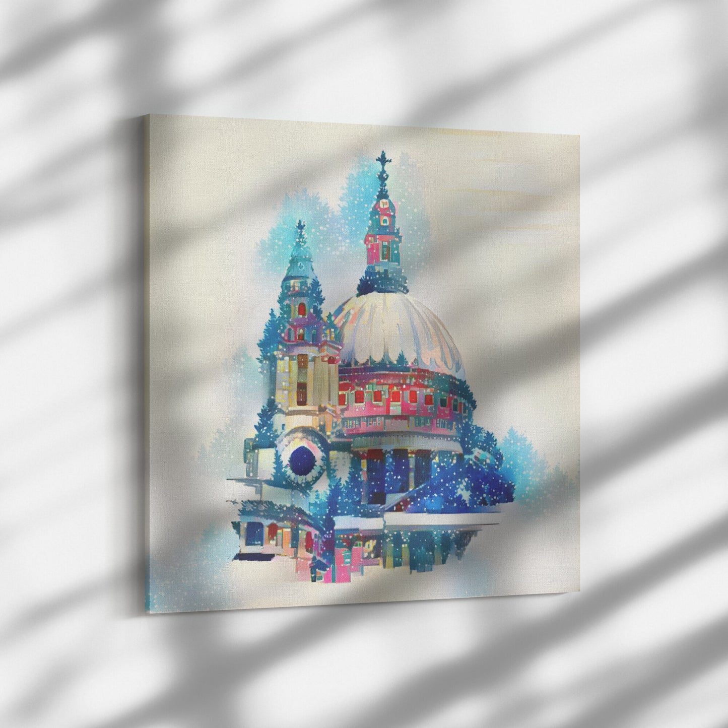 Christmas Church Painting, St. Paul's Cathedral Print, AI Art