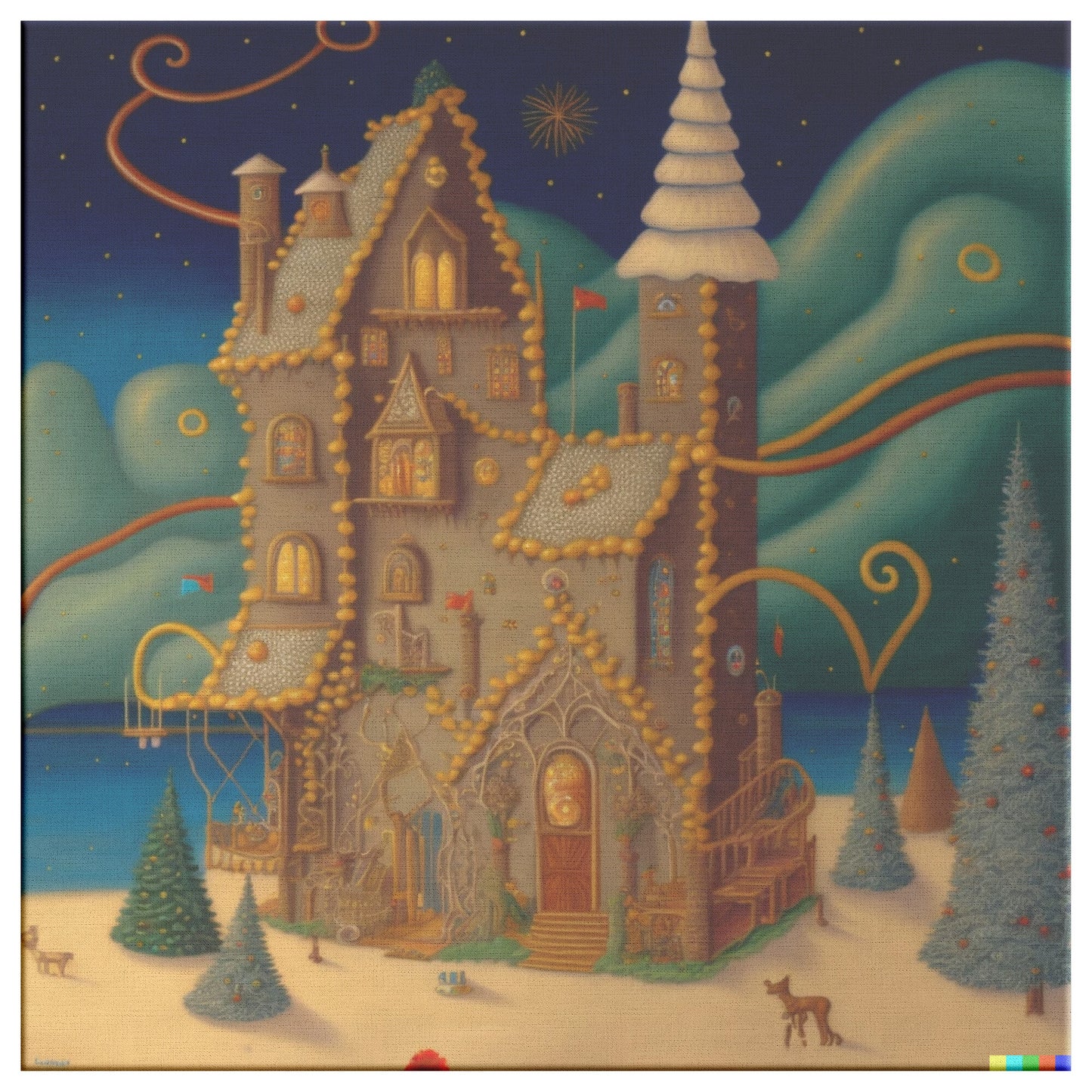 Christmas Gingerbread House Painting, Christmas Art, Christmas Wall Decor