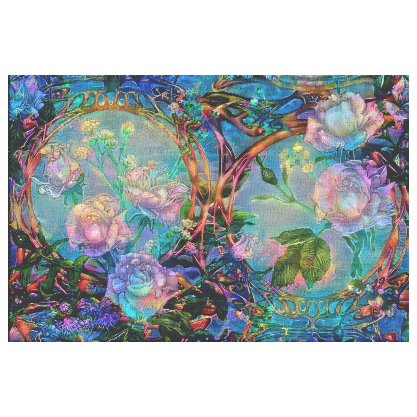 Colorful AI Generated Art Nouveau Flower Pattern
