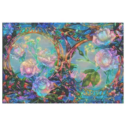 Colorful AI Generated Art Nouveau Flower Pattern
