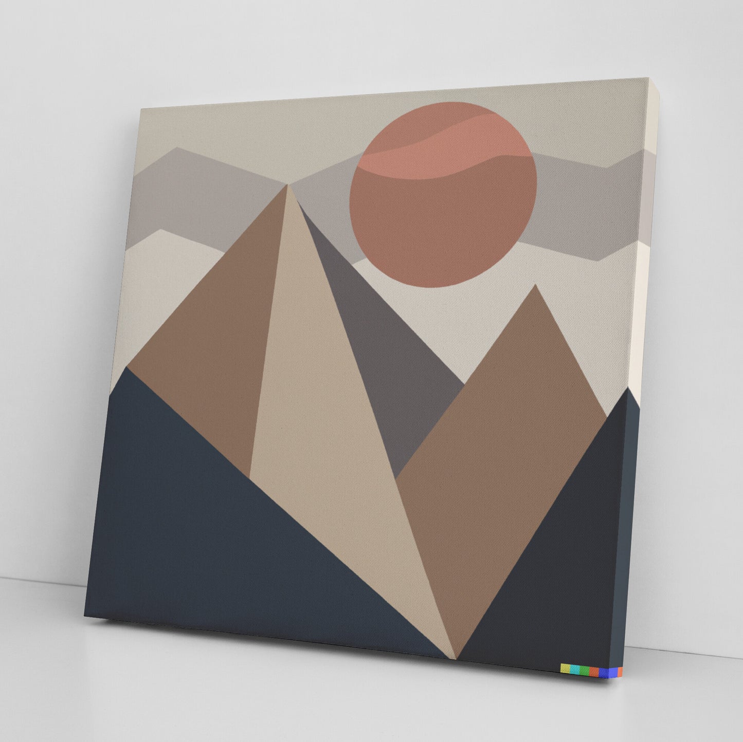 DALL-E Generated Minimalist Print of Mountain Sunset, Mid Century Modern Wall Decor