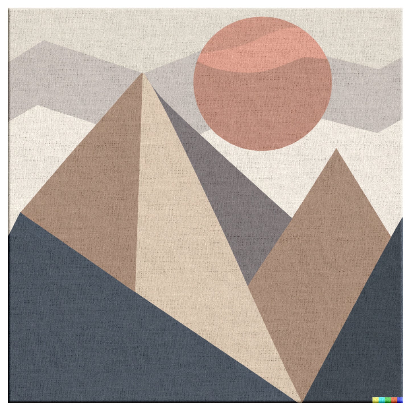 DALL-E Generated Minimalist Print of Mountain Sunset, Mid Century Modern Wall Decor
