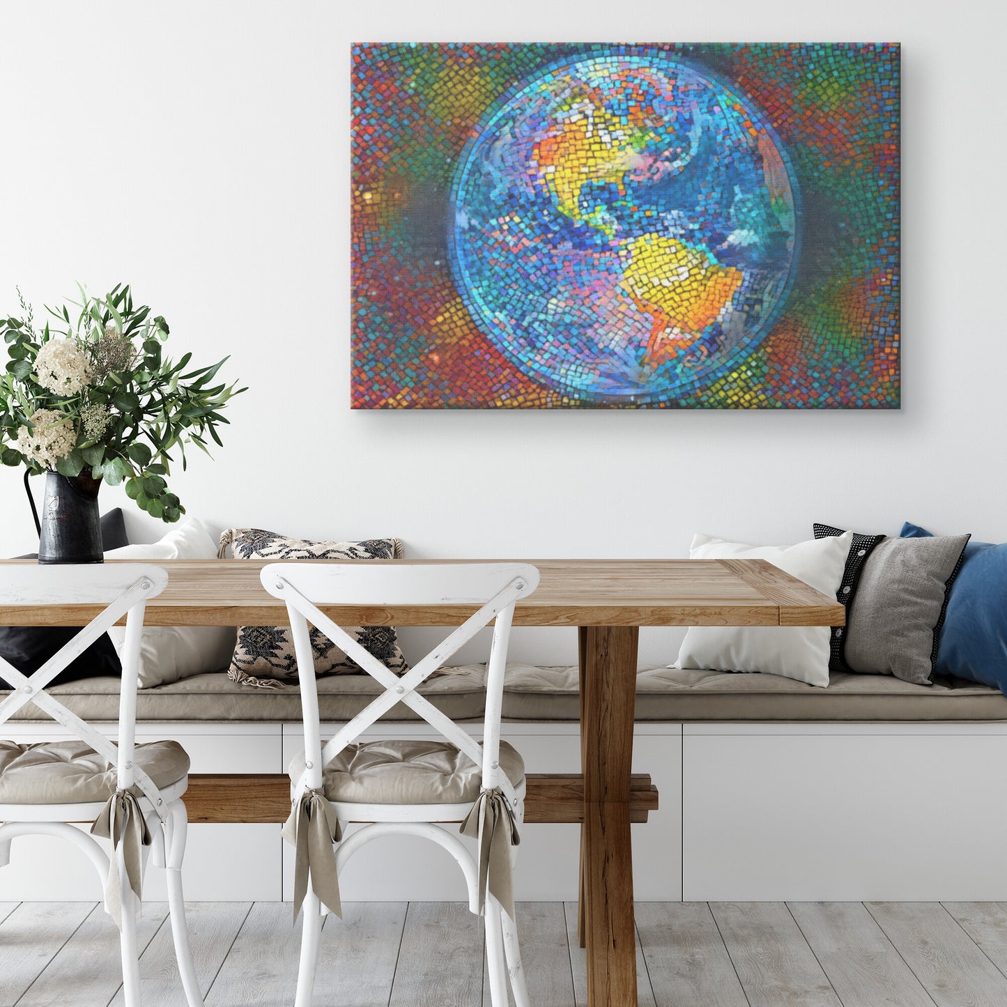 Globe Mosaic Painting, AI Art