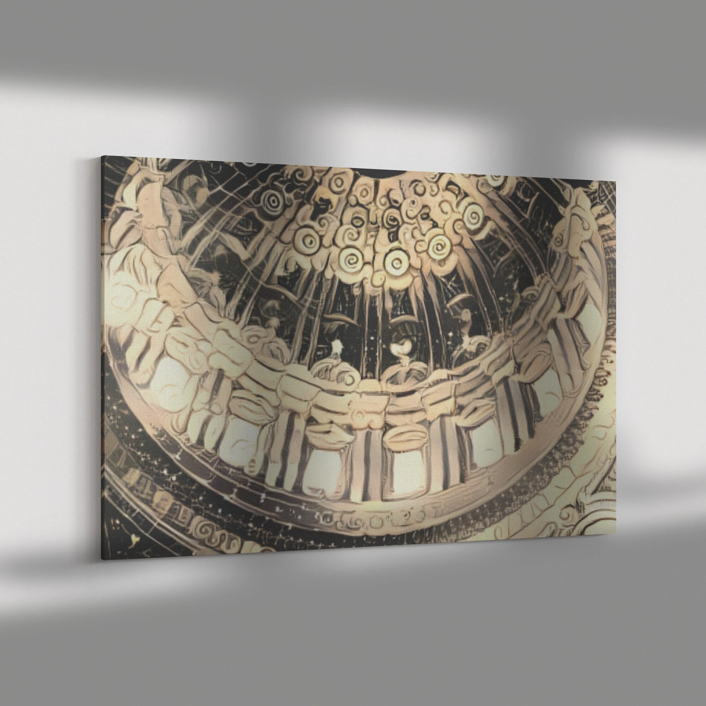 Gold & Black Cathedral Painting, St. Peter's Dome Interior, AI Art