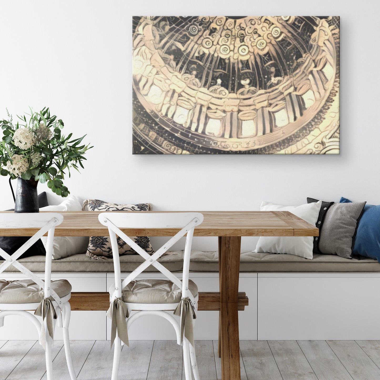 Gold & Black Cathedral Painting, St. Peter's Dome Interior, AI Art