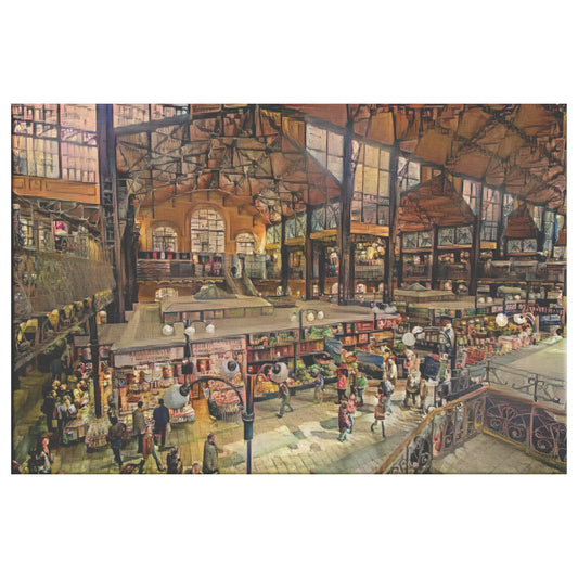 Great Market Hall Budapest, City Market Painting, AI Art
