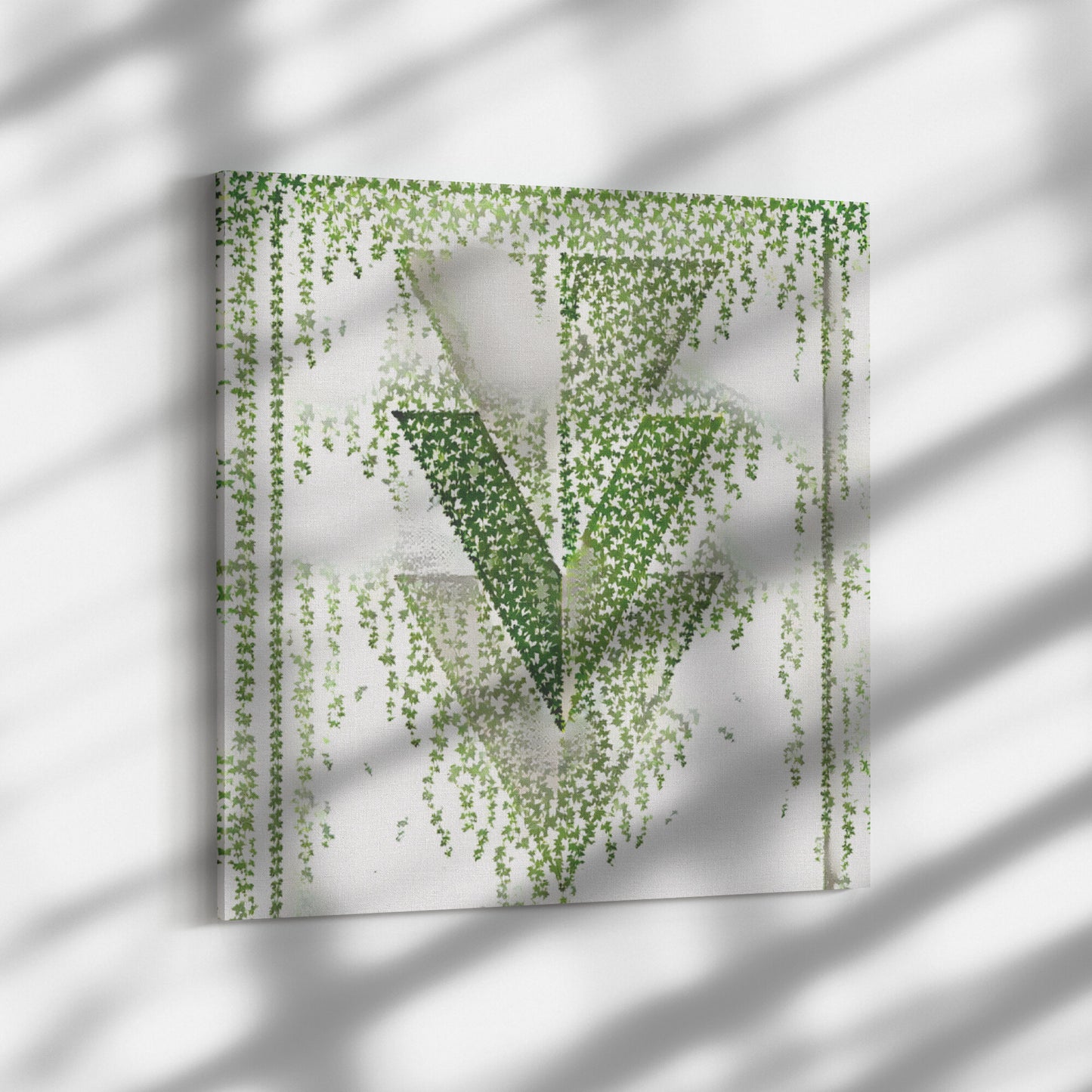 Green Japandi Geometric Botanical Print, AI Art