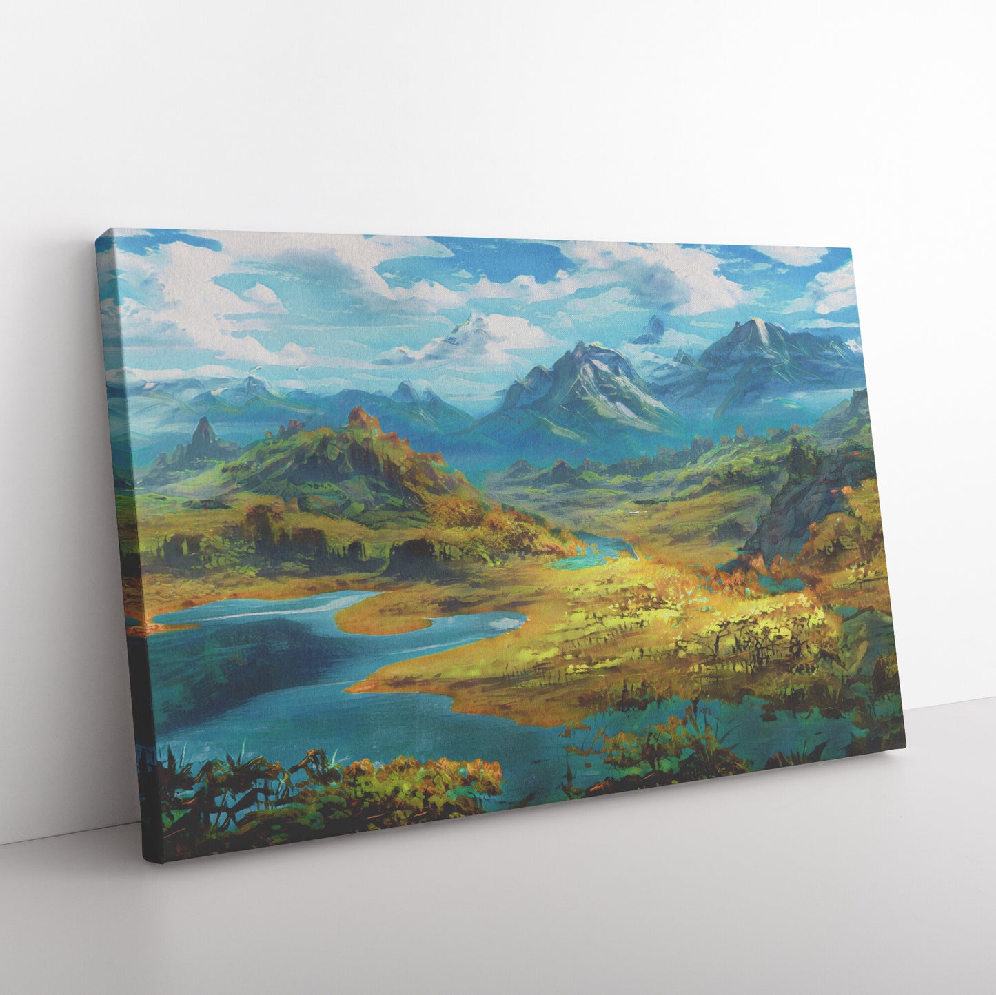 Impressionist Mountain Scene, Watercolor Mountain Print, AI Art