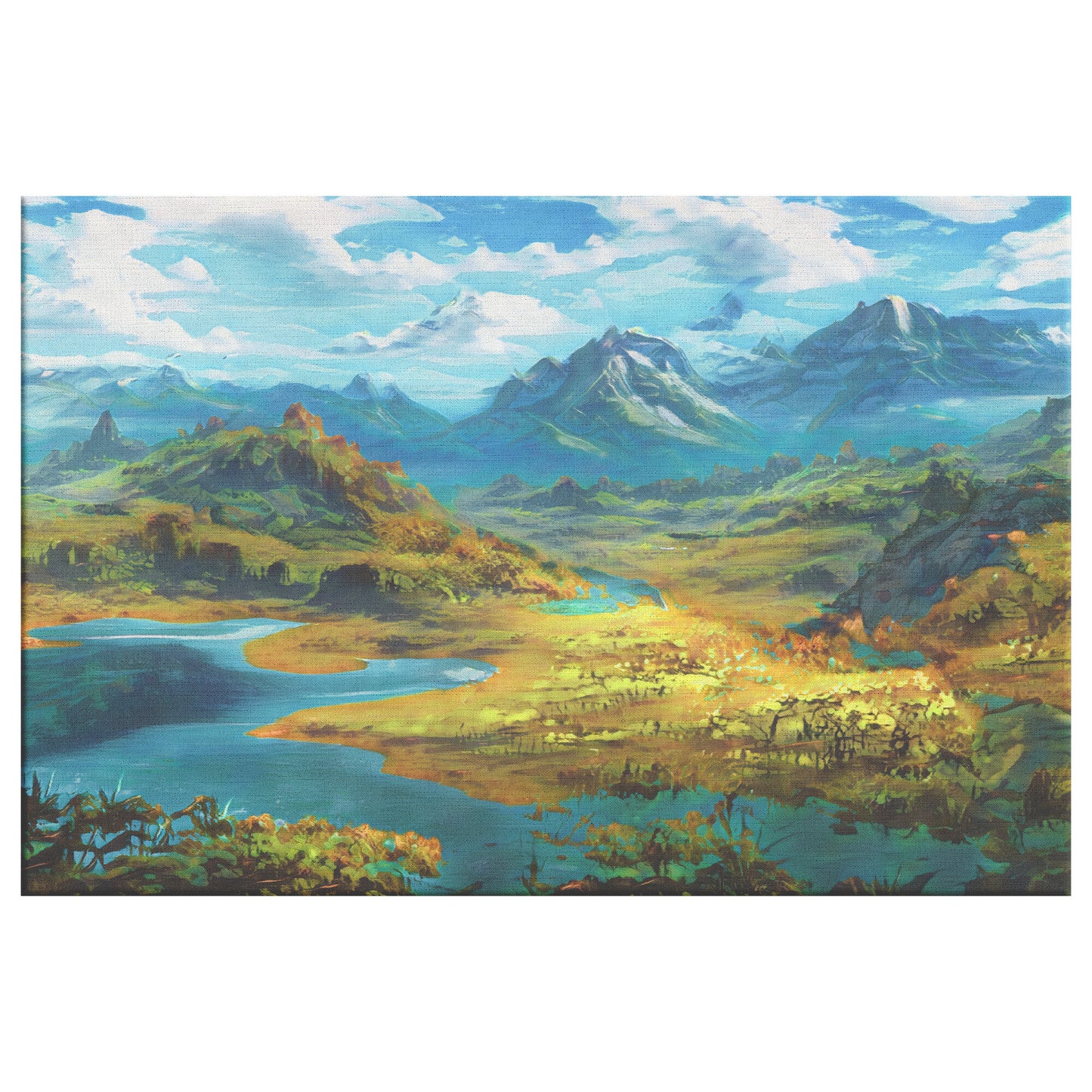 Impressionist Mountain Scene, Watercolor Mountain Print, AI Art