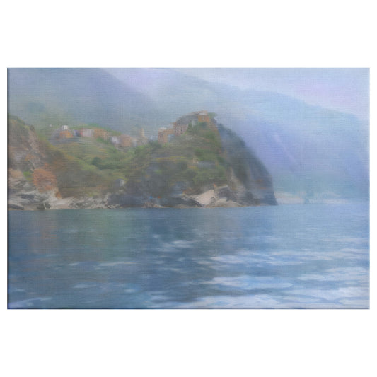 Italian Coast Landscape, Corniglia Canvas Painting, AI Art