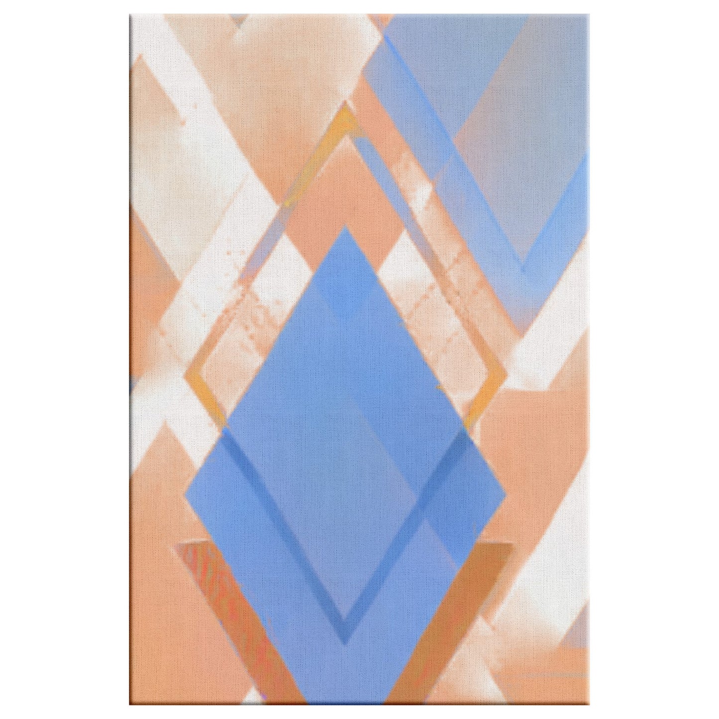 Japandi Blue and Orange Geometric Print, AI Art