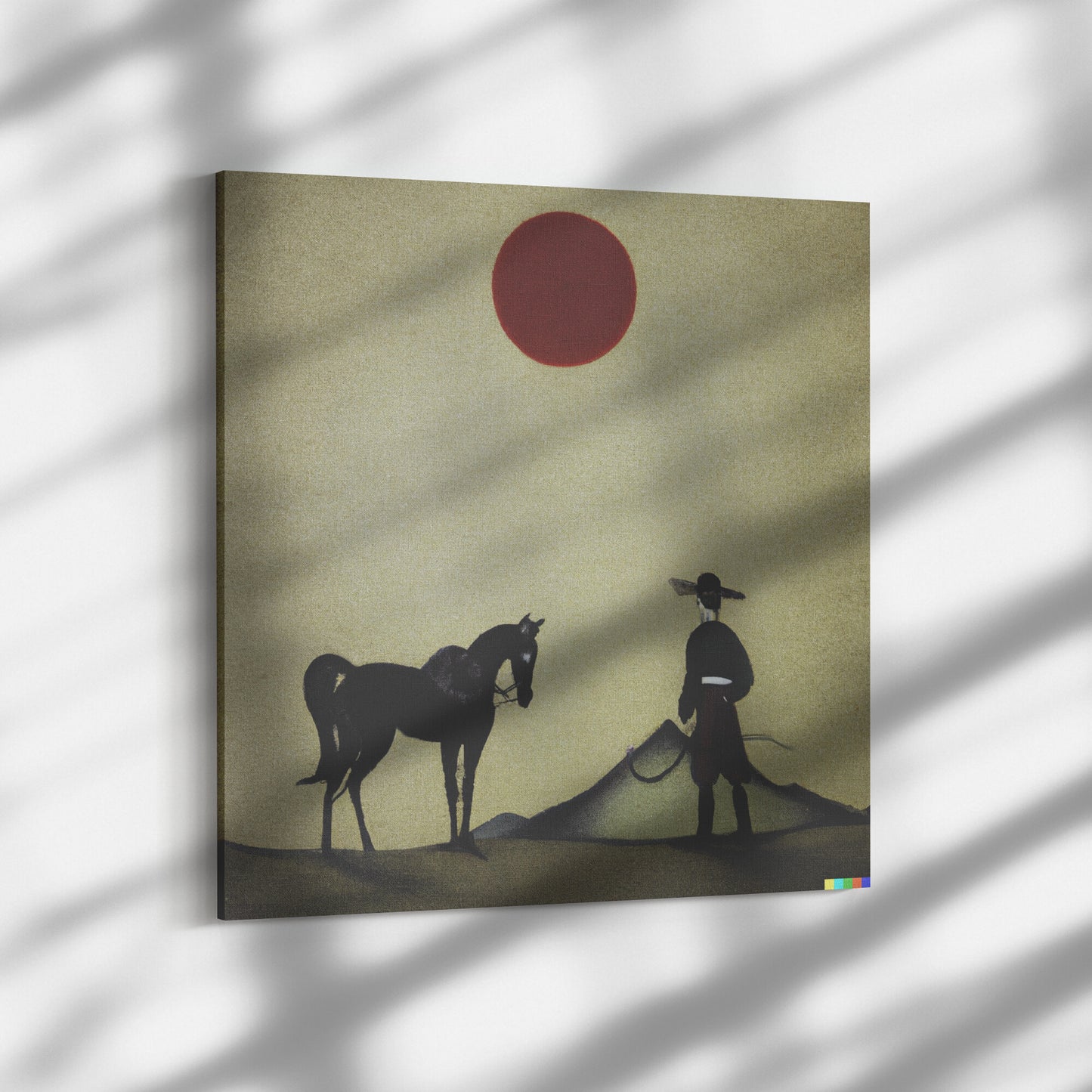 Japandi Wall Art, Portrait of a Cowboy in Japandi Style, AI Art