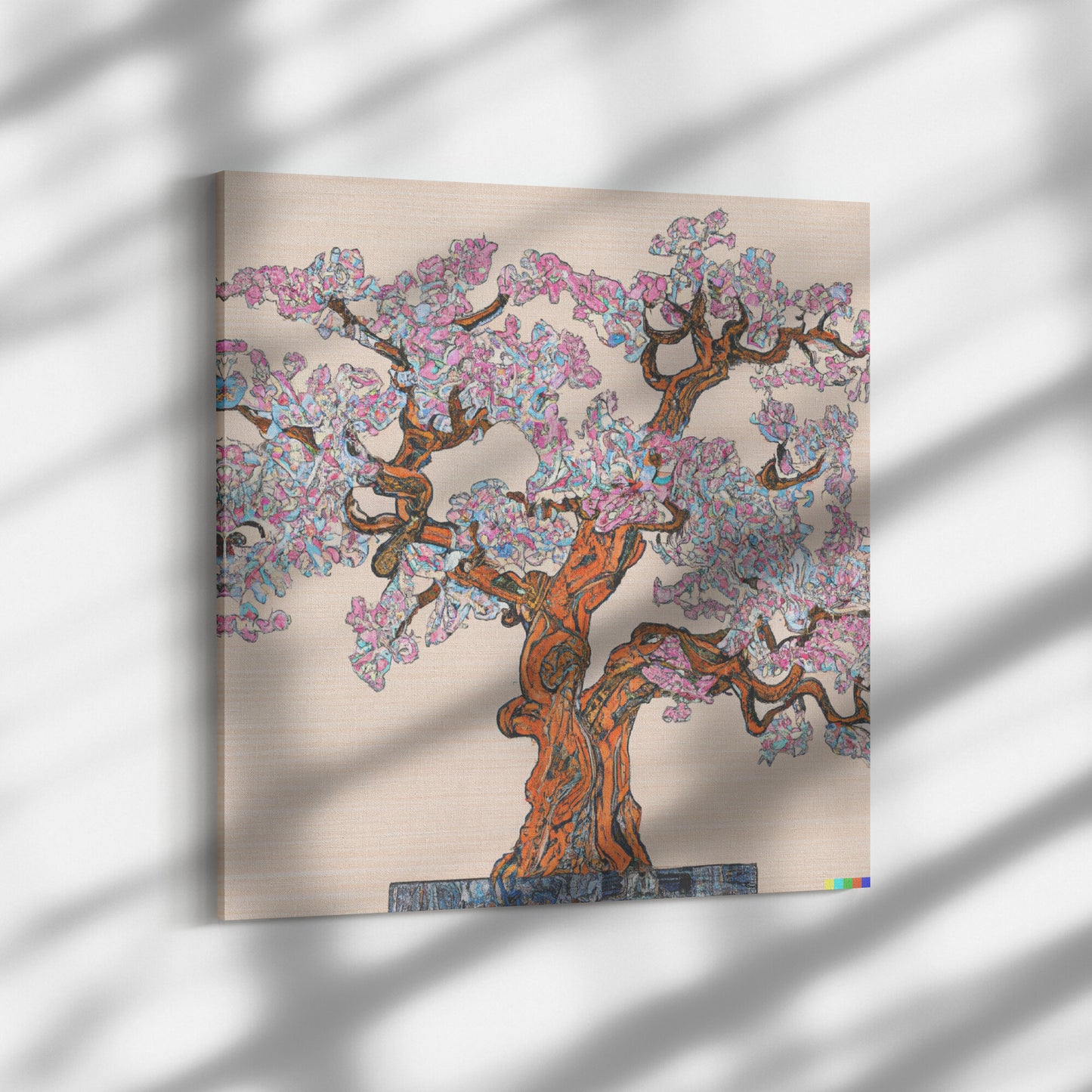 Japanese Nihonga Art, Wabi-Sabi Decor, Painting of a Cherry Tree