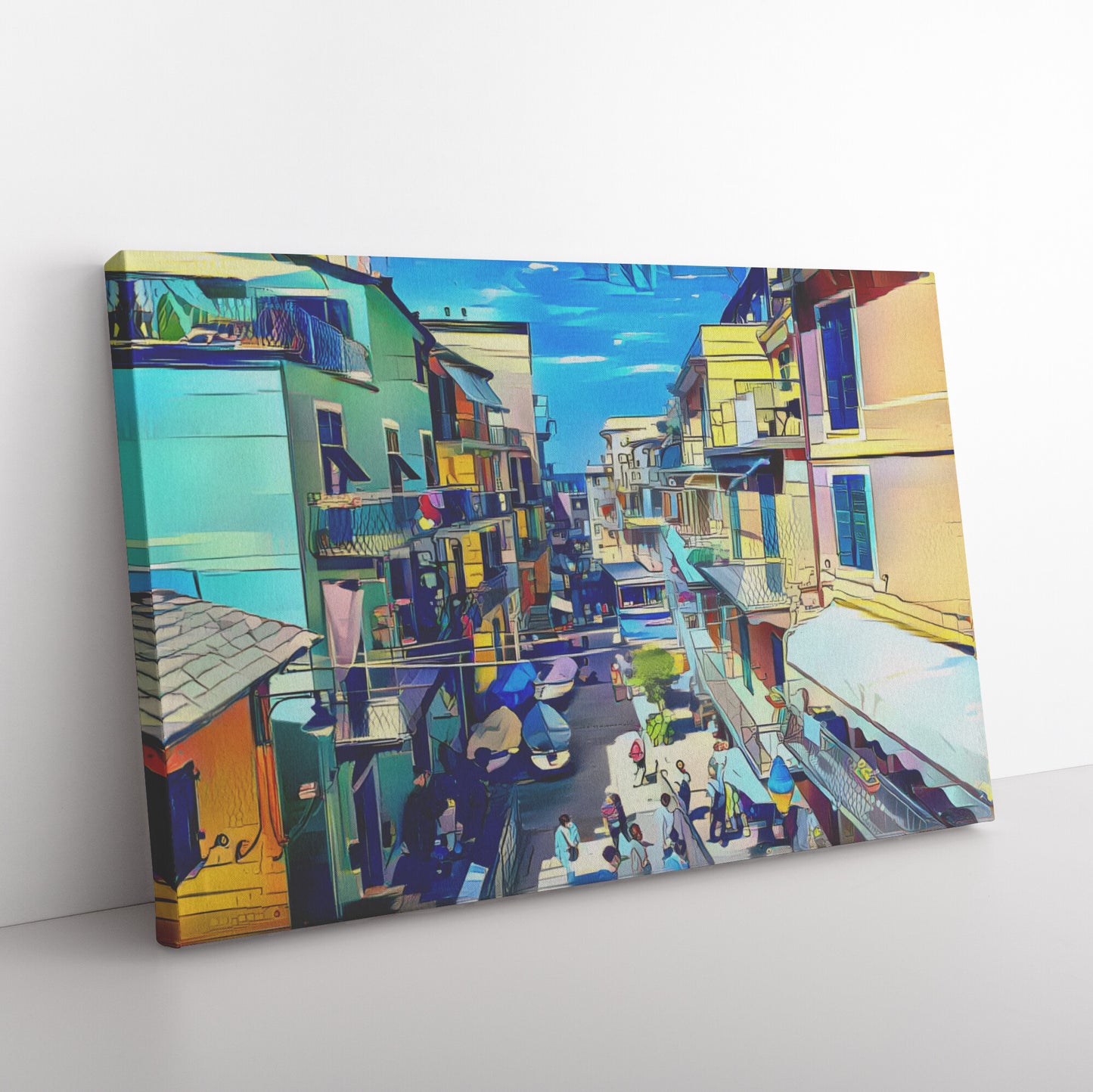 Manarola Streets Canvas, Cinque Terre Art, AI Art