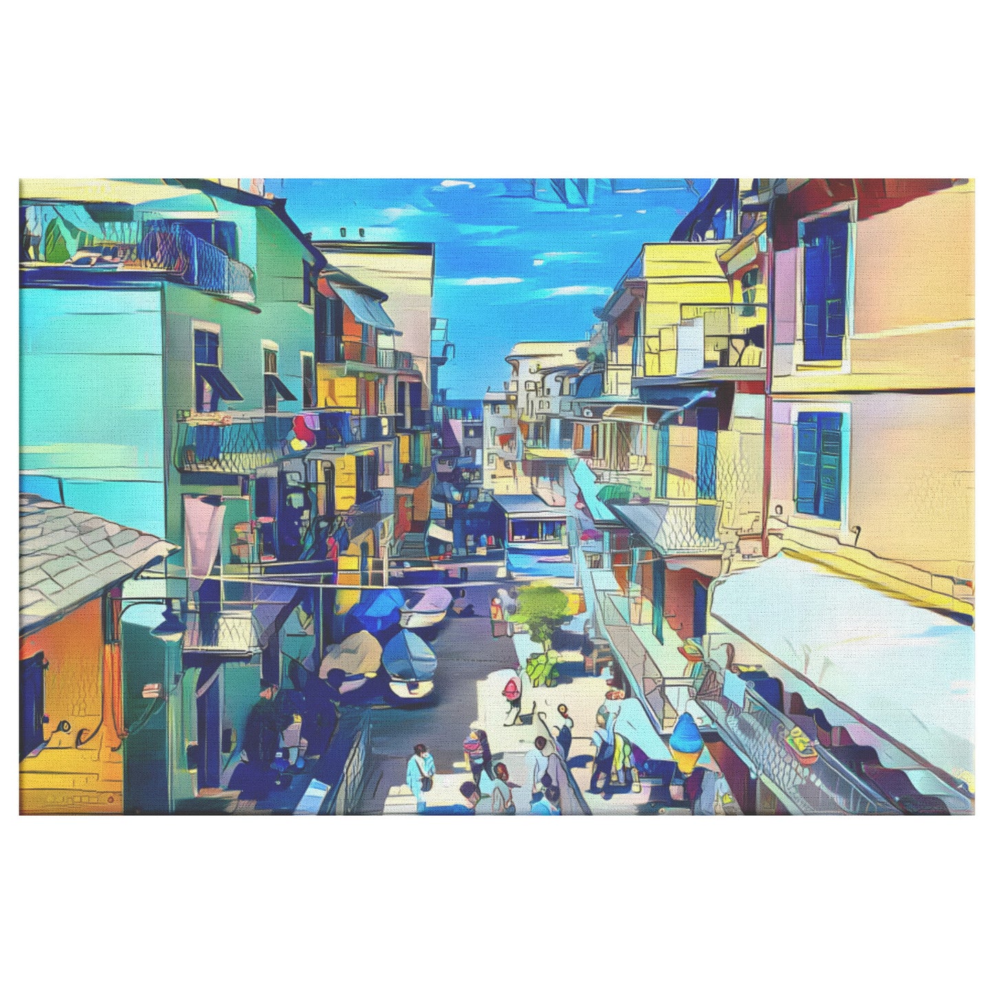 Manarola Streets Canvas, Cinque Terre Art, AI Art