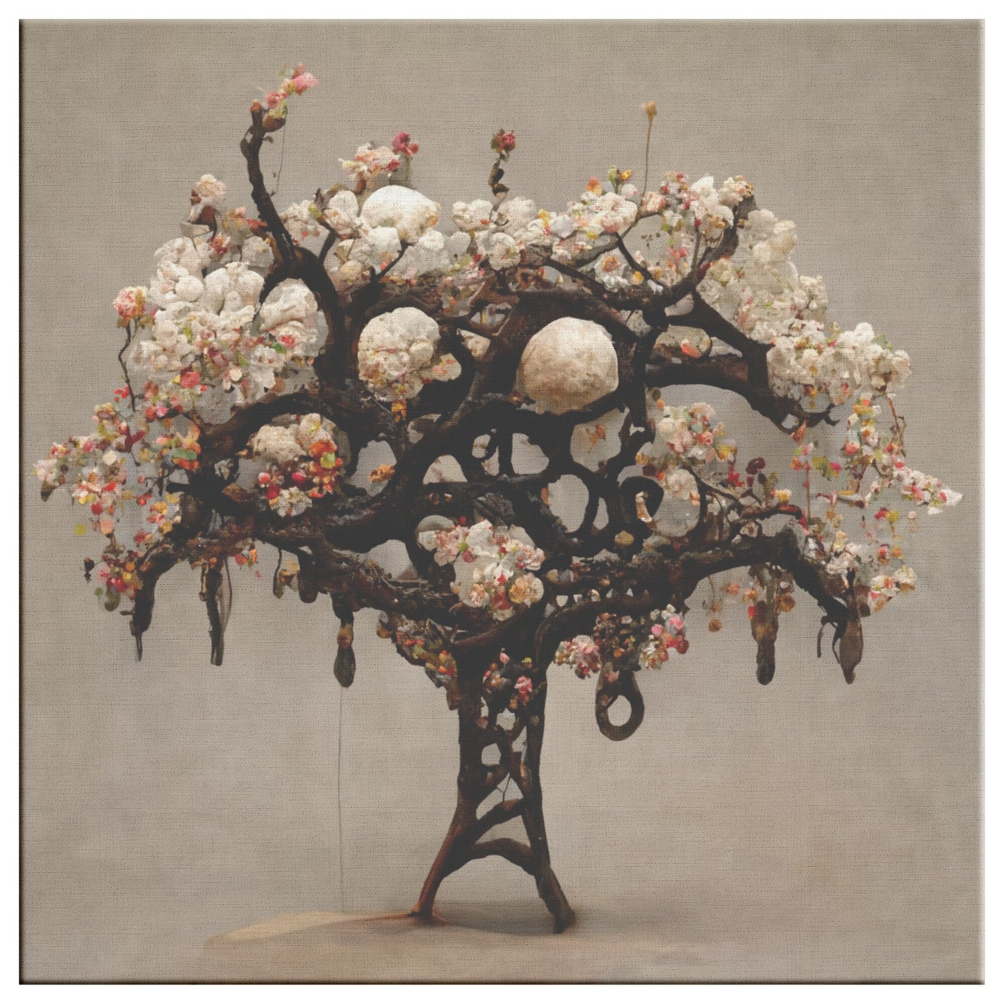 Midjourney AI Generated Painting of a Cherry Tree in Bloom, Style of Antoni Gaudi