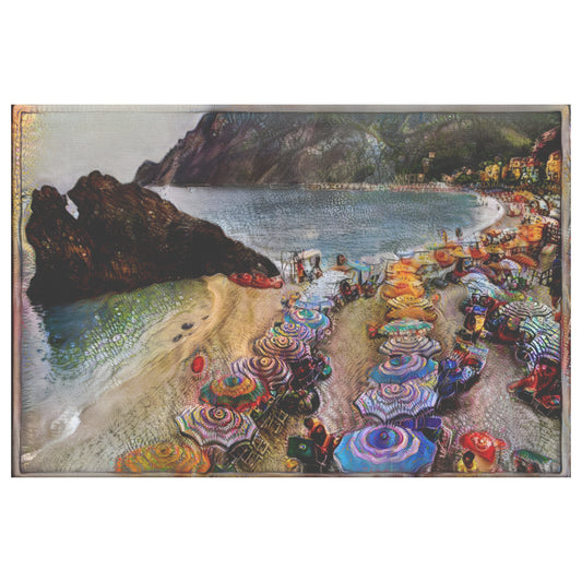 Monterosso Beach Landscape, Beach Umbrellas Art, Cinque Terre Beach