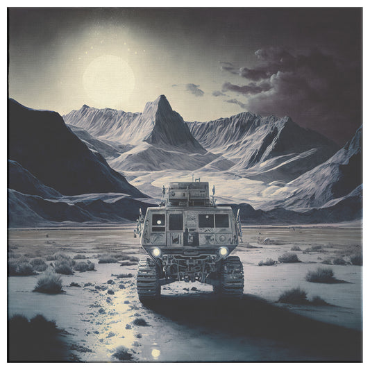Moonscape Painting, Space Rover Concept Art, Midjourney AI Art