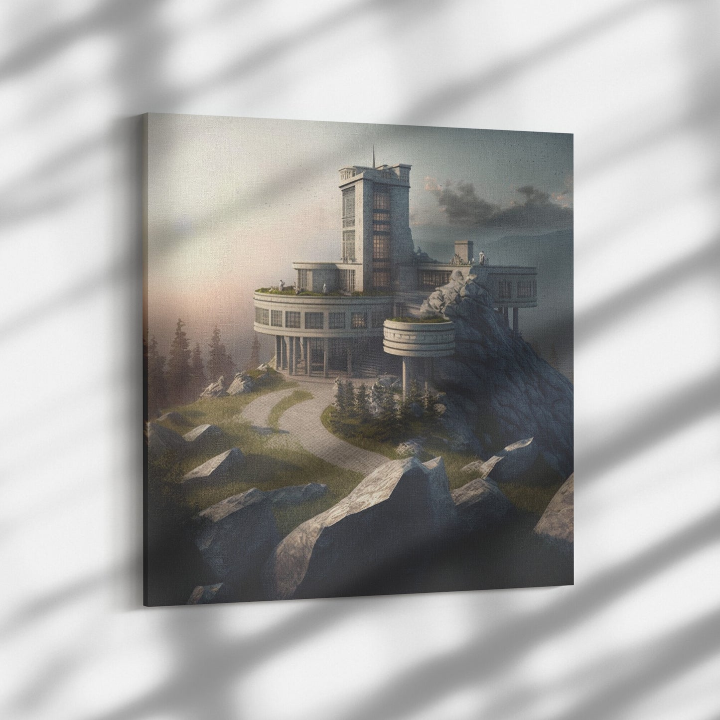Mountain Top Observatory, Stone Observatory Concept Architecture, Midjourney AI Art