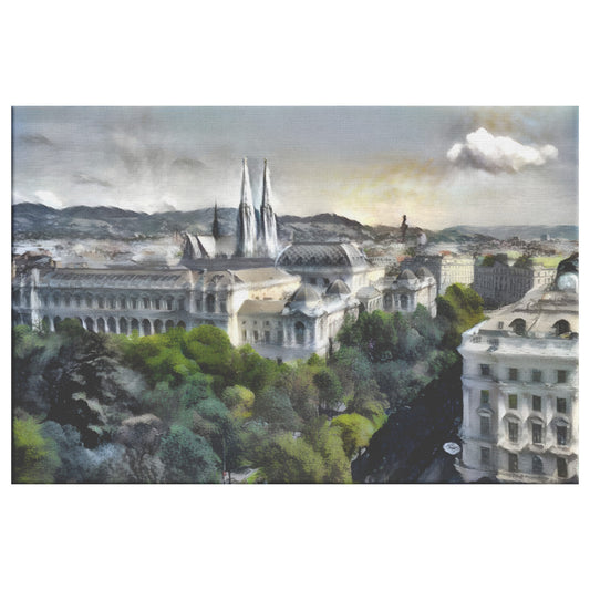 Post Impressionist Painting of Ringstrasse, Vienna Austria, AI Art