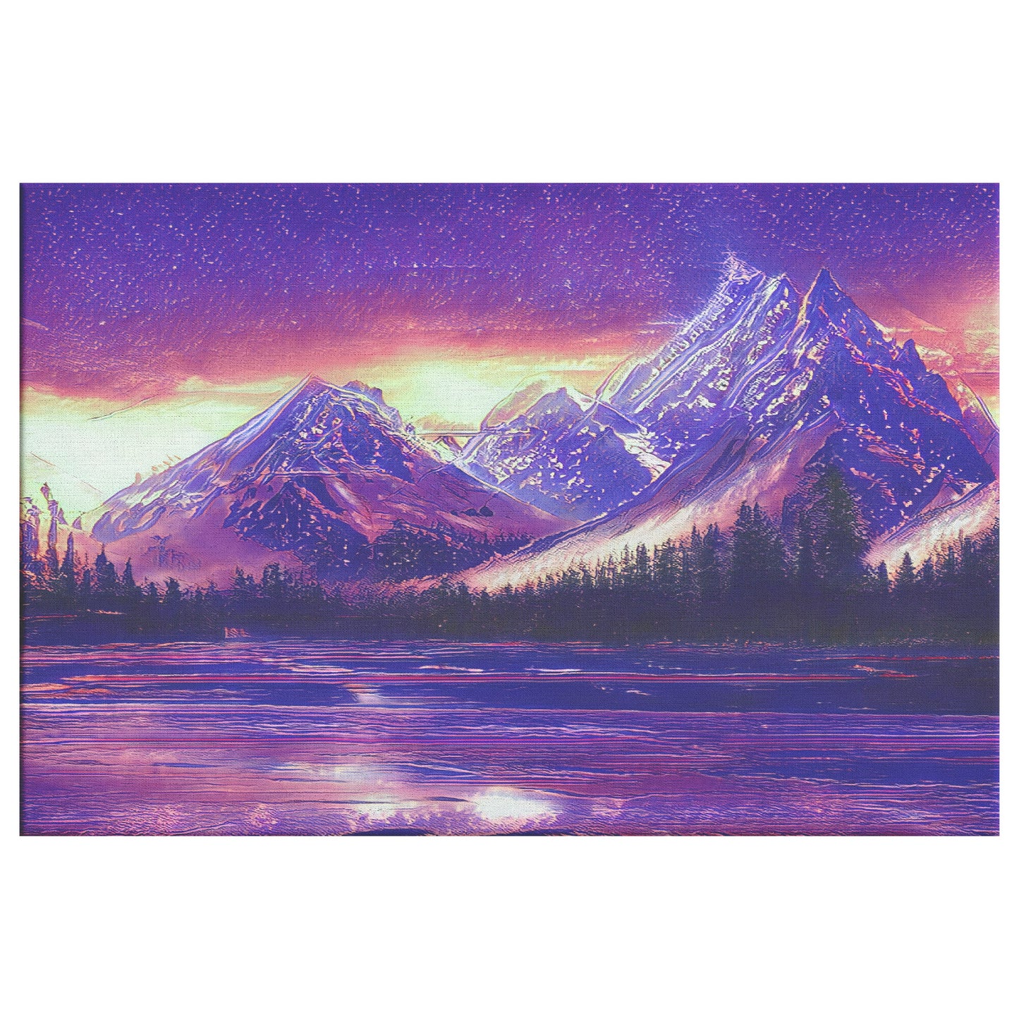 Purple Mountain Poster, AI Generated Landscape Art, Purple Wall Art