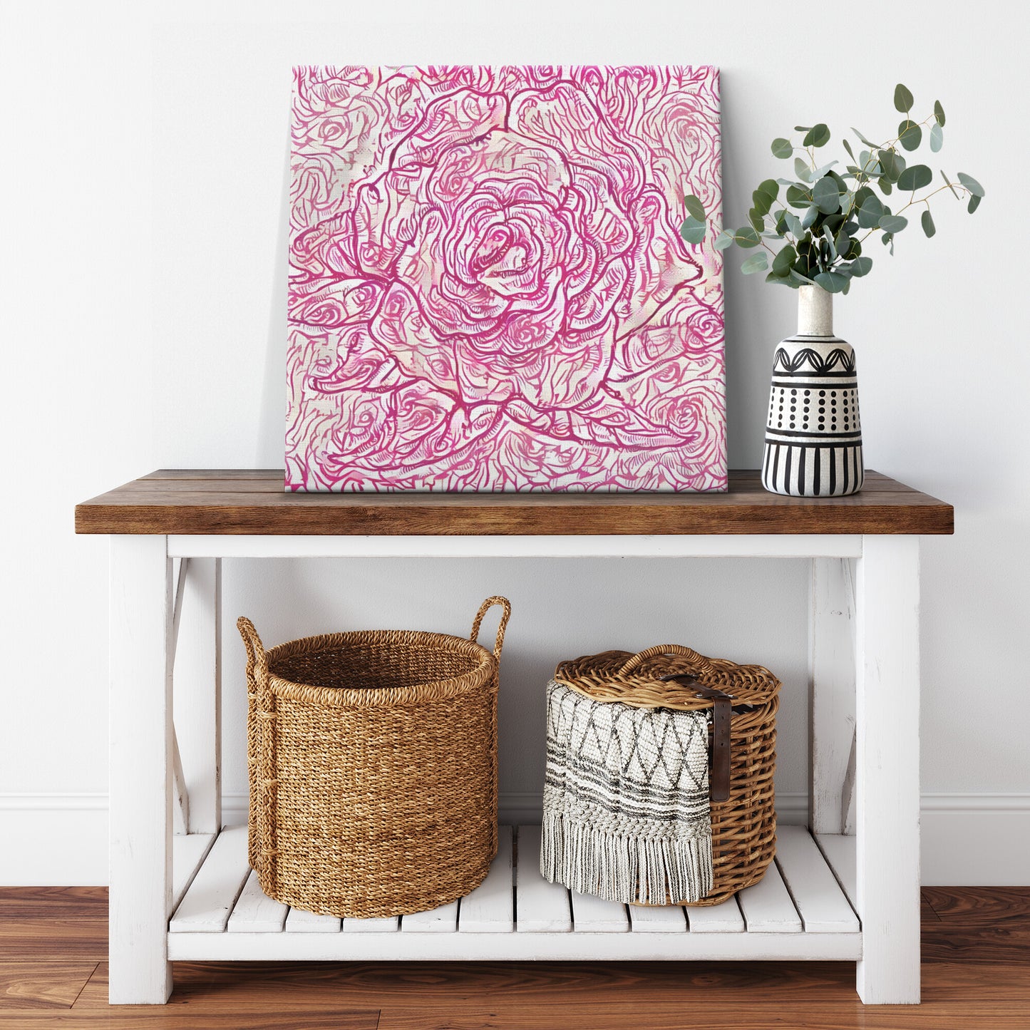 Rose Flower Abstract Print, Rose Pattern Wall Decor, AI Art
