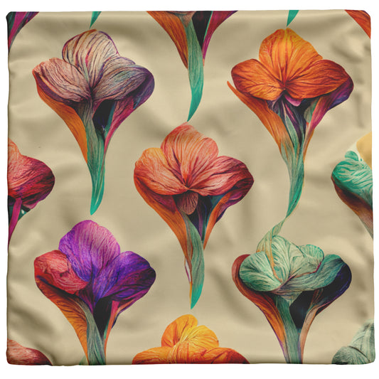 Scandi Floral Throw Pillow, Colorful Floral Throw Pillow