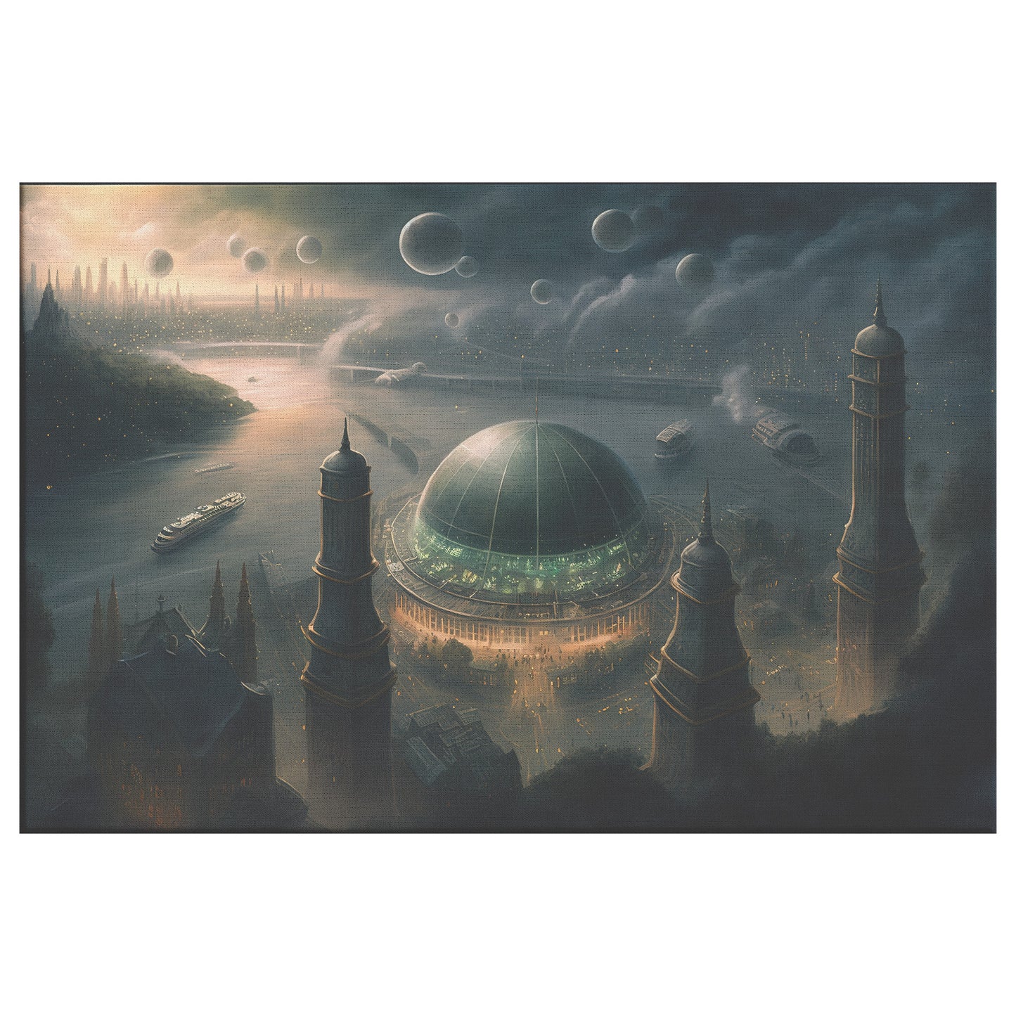 Sci Fi Space Byzantine Cityscape, Mysterious Fantasy City, Midjourney AI Art