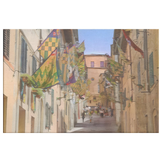 Siena Flags Painting, Siena Street Flags Wall Decor, AI Art