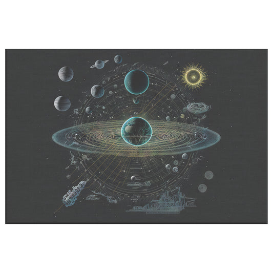Solar System Diagram, Space Concept Art, Planet Orbit Diagram, Midjourney AI Art