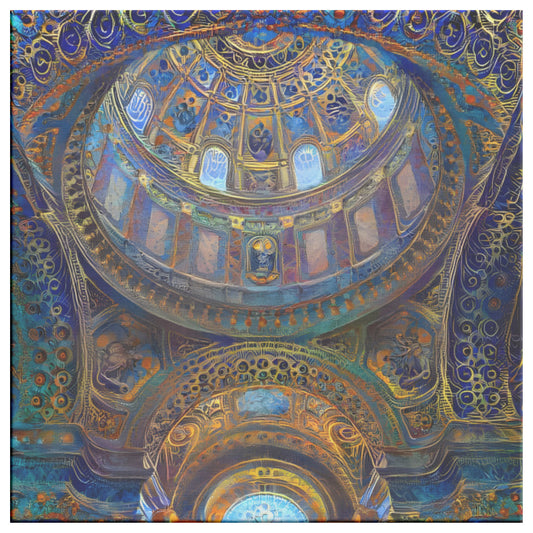 St. Stephen's Cathedral Budapest, Blue and Gold Cathedral, AI Art