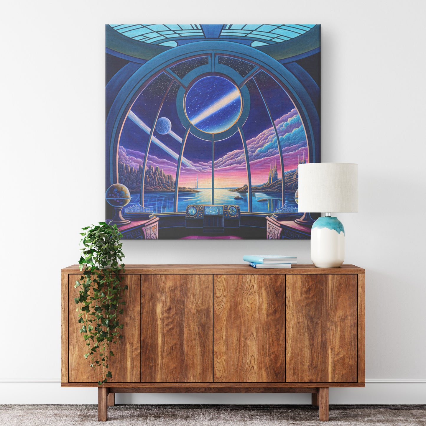 Synthwave Spaceship Concept Art, Fantasy Spaceship Temple, Midjourney AI Art