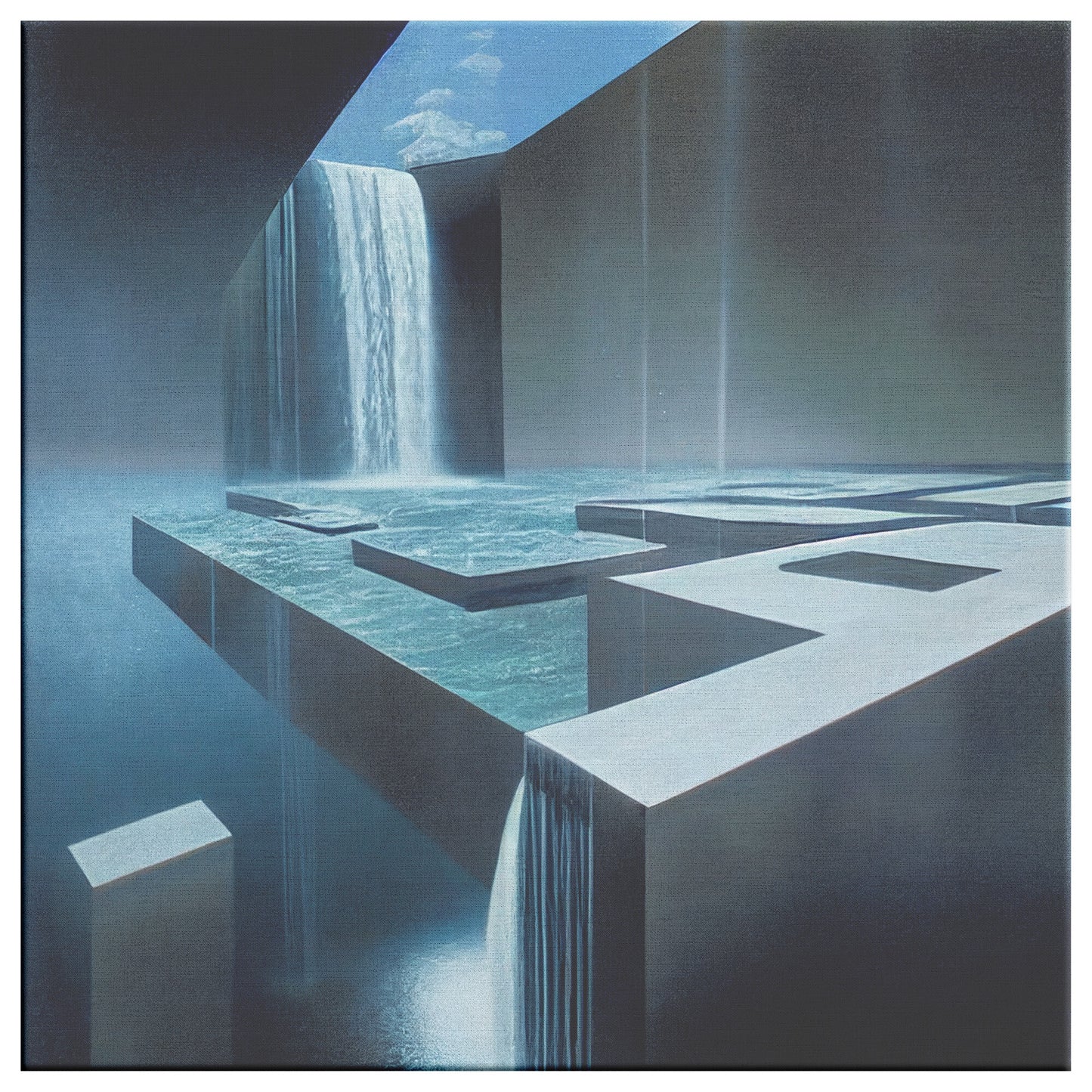 Waterfall Concept Art, Optical Illusion Painting, Midjourney AI Art