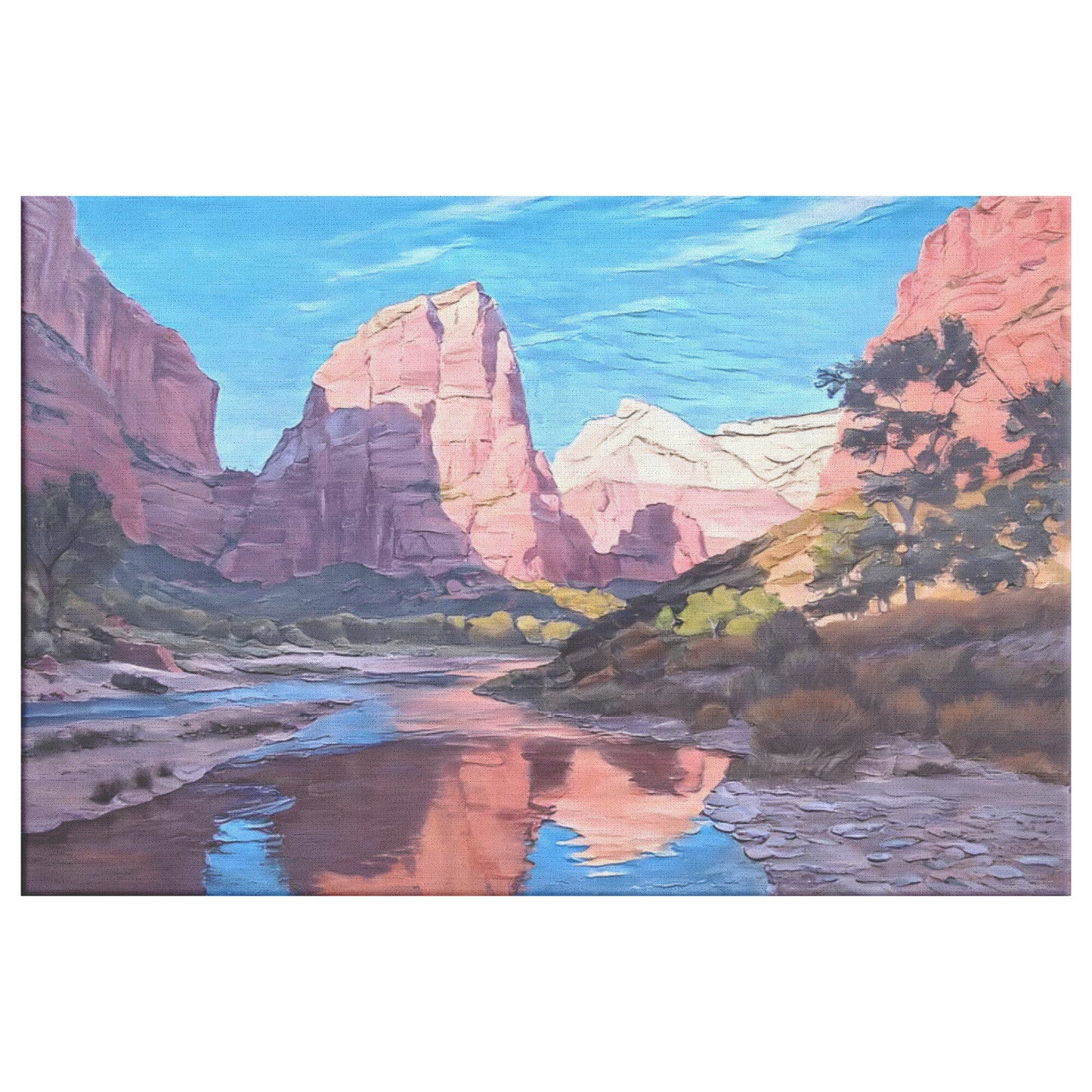 Western Landscape Oil Painting, Impressionist Painting of Angel's Landing