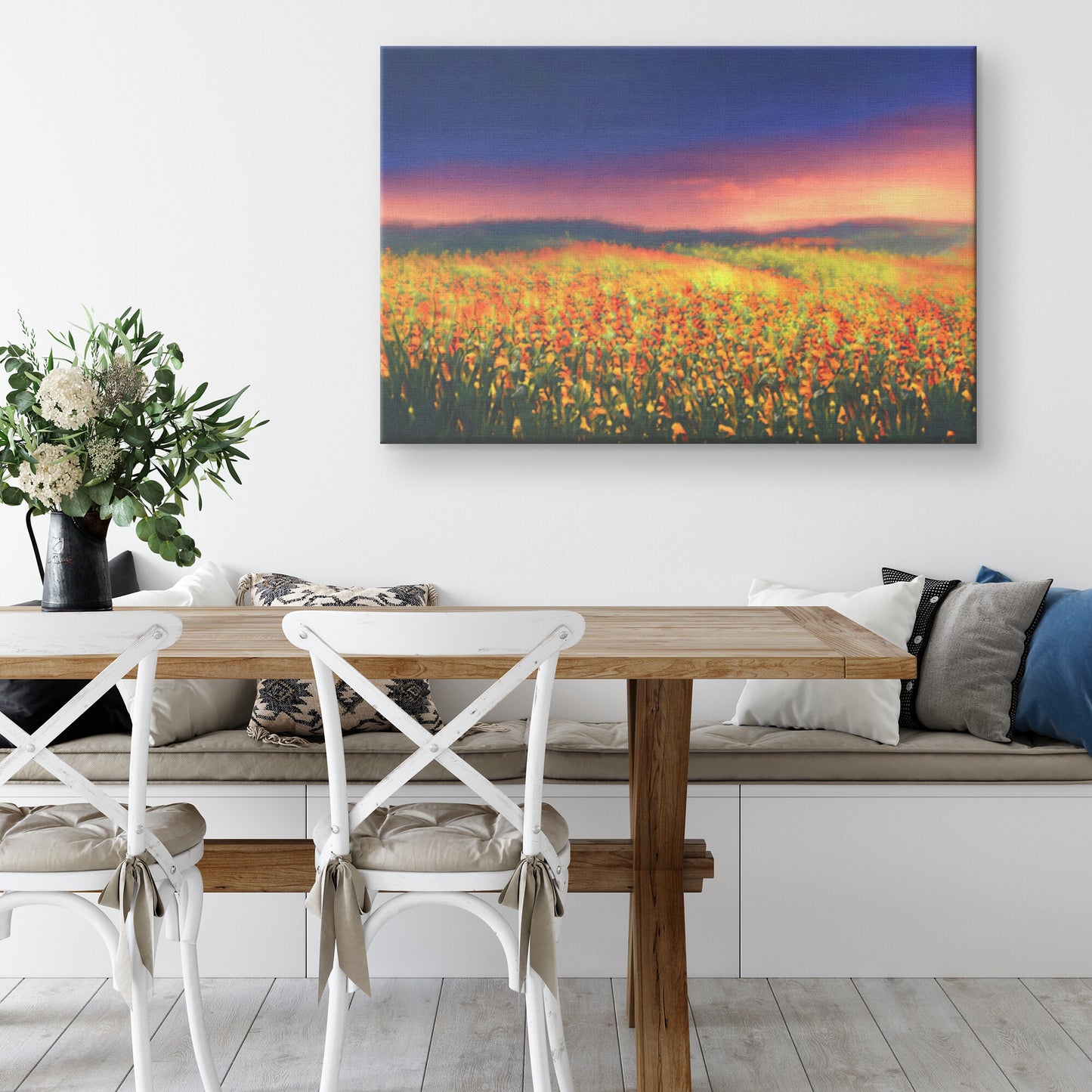 Wildflower Meadow Painting, AI Generated Impressionist Art