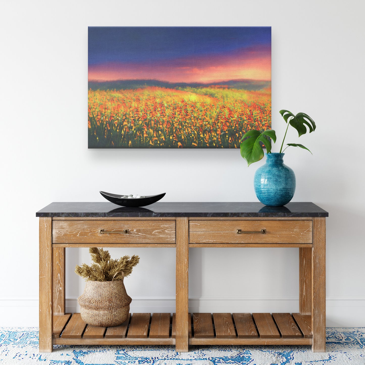 Wildflower Meadow Painting, AI Generated Impressionist Art