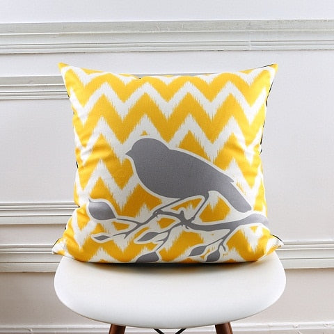 Yellow and Gray Pillow Cover