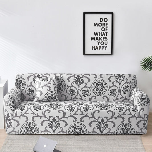 Black and White Floral Couch Cover