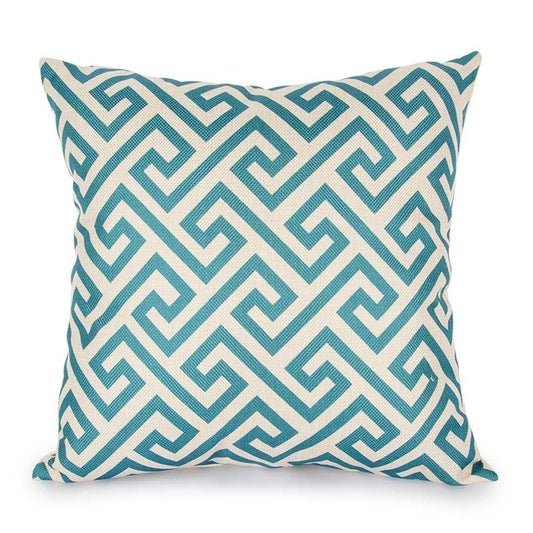 Blue and White Greek Key Pillow Cover